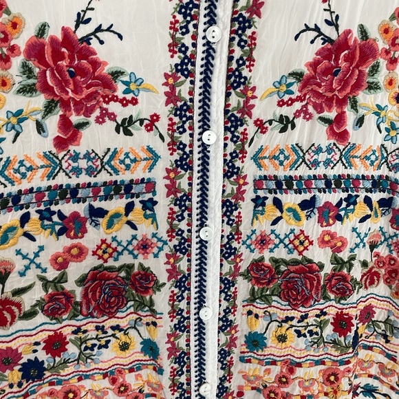 JOHNNY WAS Sheer Floral Embroidered Blouse - Picture 5 of 5